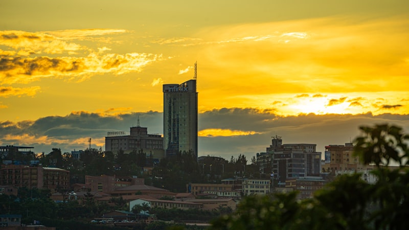 Kigali cityscape at sunset — Rwanda business hub